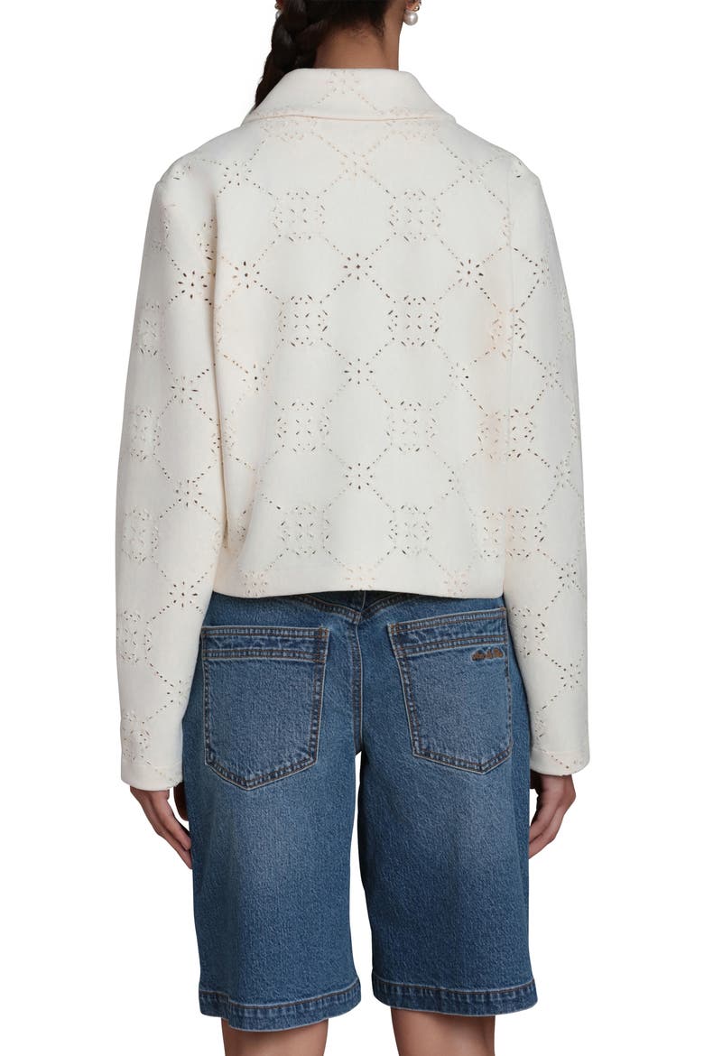 Embroidered Eyelet Boxy Cropped Jacket, Alternate, color, OFF WHITE