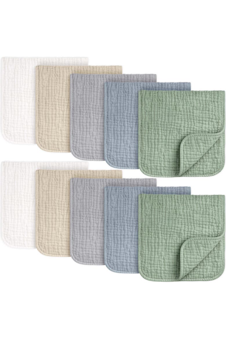 10-Pack Lyra Muslin Burp Cloths, Main, color, Slate