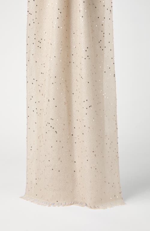 Brunello Cucinelli Cashmere And Silk Diamond Yarn Scarf In Beige