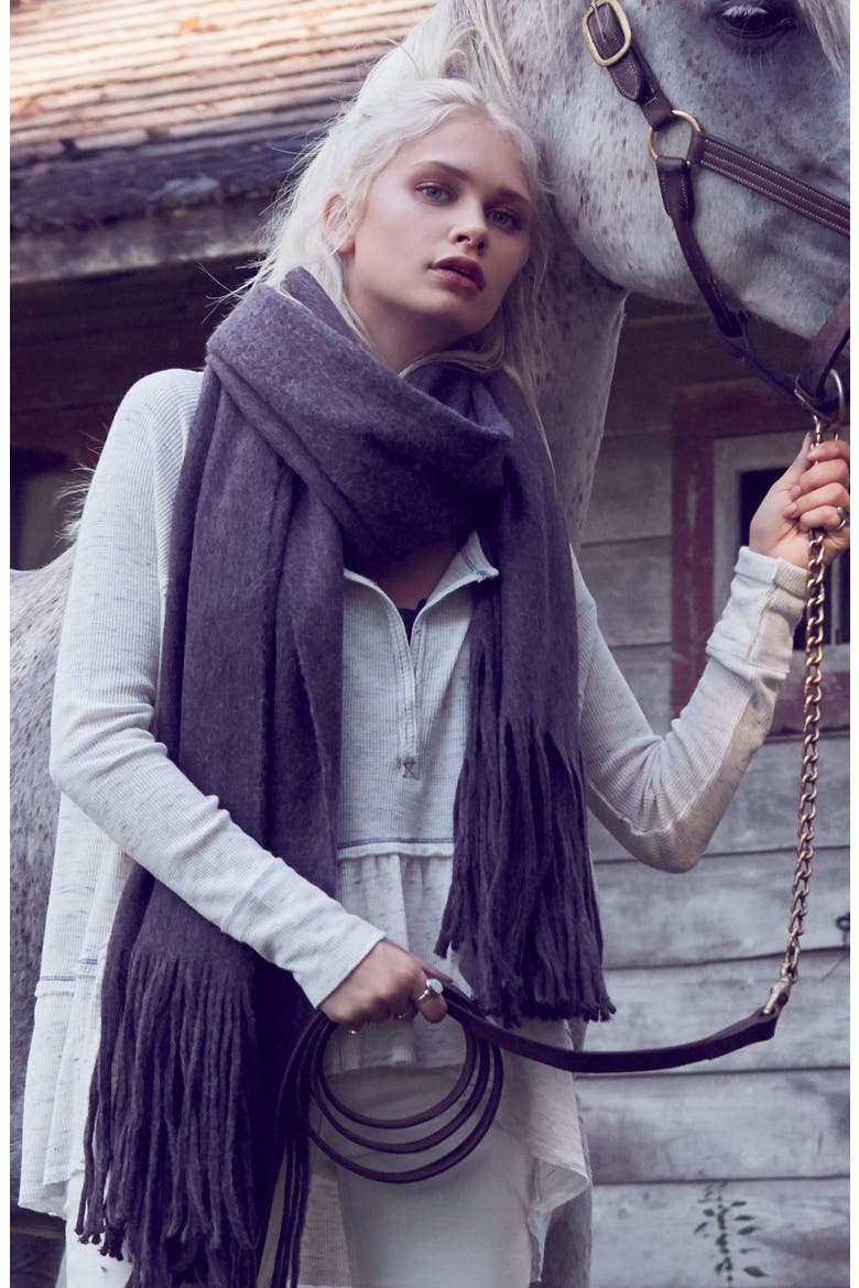 Kolby Brushed Scarf, Alternate, color, GRAPHITE