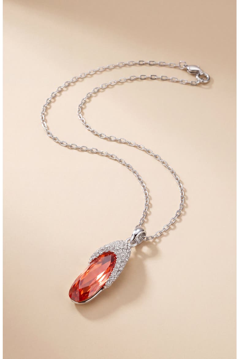 Oval Crystal Pendant Necklace, Alternate, color, Red