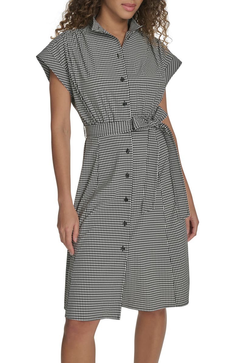 Calvin Klein Comm Check Shirtdress, Alternate, color, Black/ White