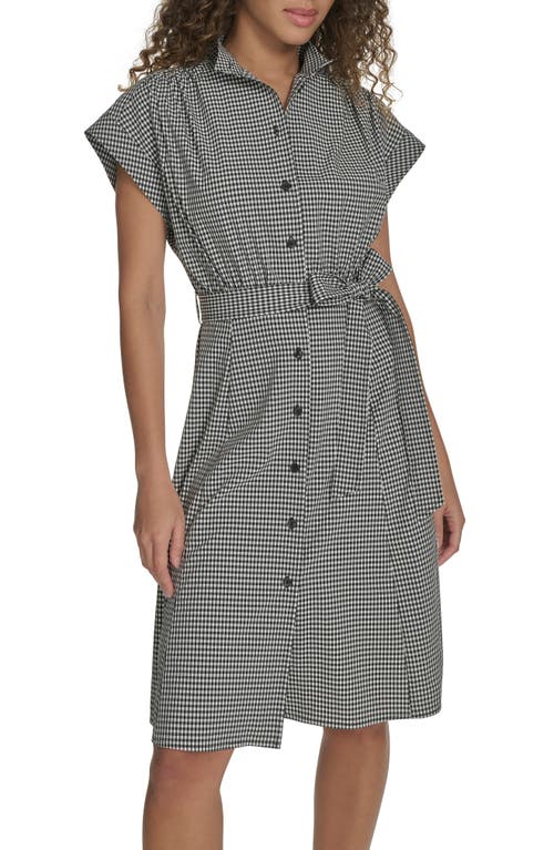 Calvin Klein Comm Check Shirtdress In Black/white