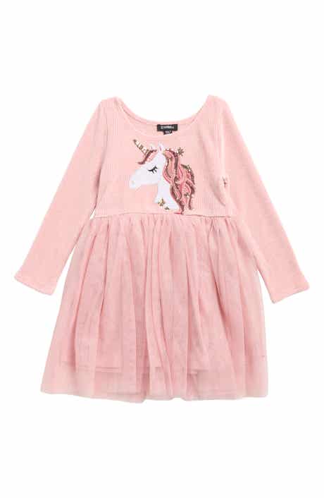 Kids' Unicorn Sequin Embroidered Mesh Dress