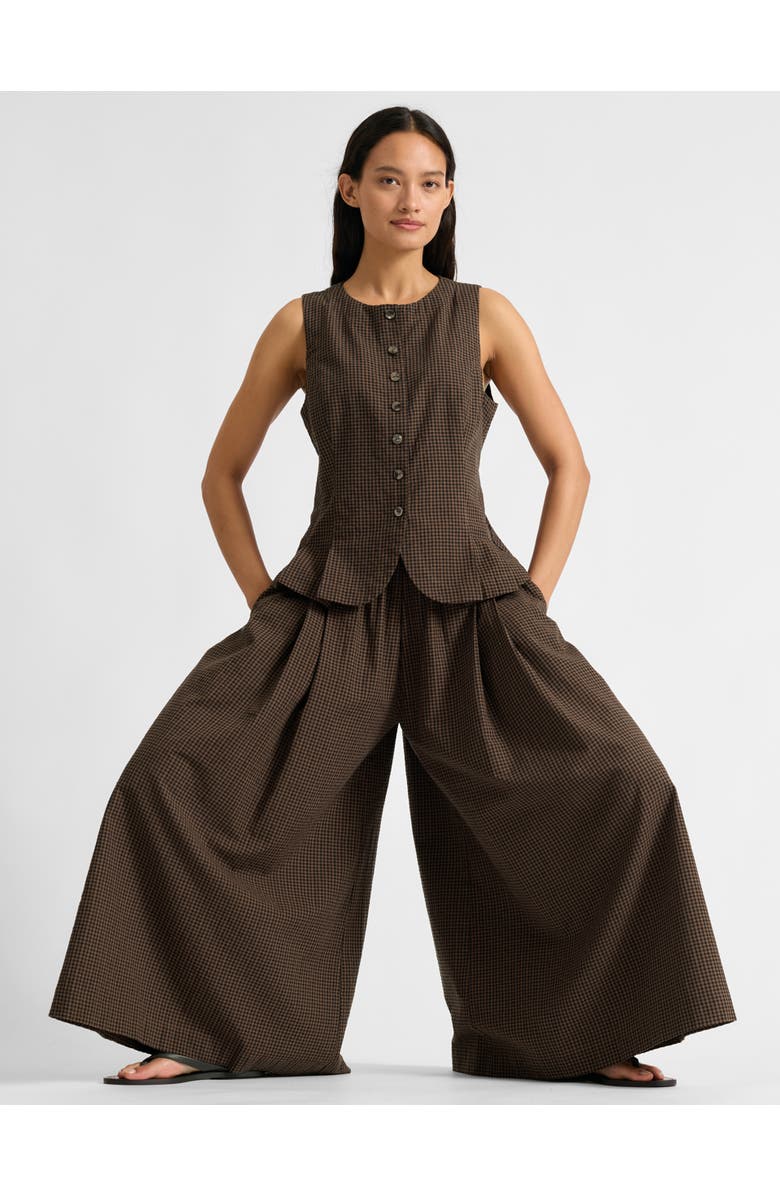 Albaray Gingham Culottes, Alternate, color, Chocolate