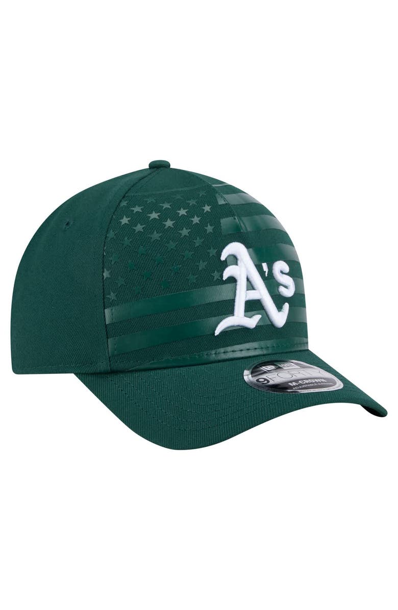 New Era Men's New Era Green Athletics American Flag 9FORTY M-Crown A-Frame Adjustable Hat, Alternate, color, Green