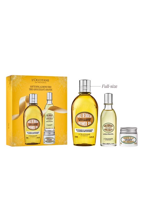 L'occitane Softening Almond Trio Gift Set $76 Value In Transparent