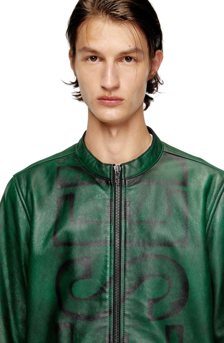 DIESEL<sup>®</sup> Evert Leather Jacket, Alternate, color, Green/ Moss