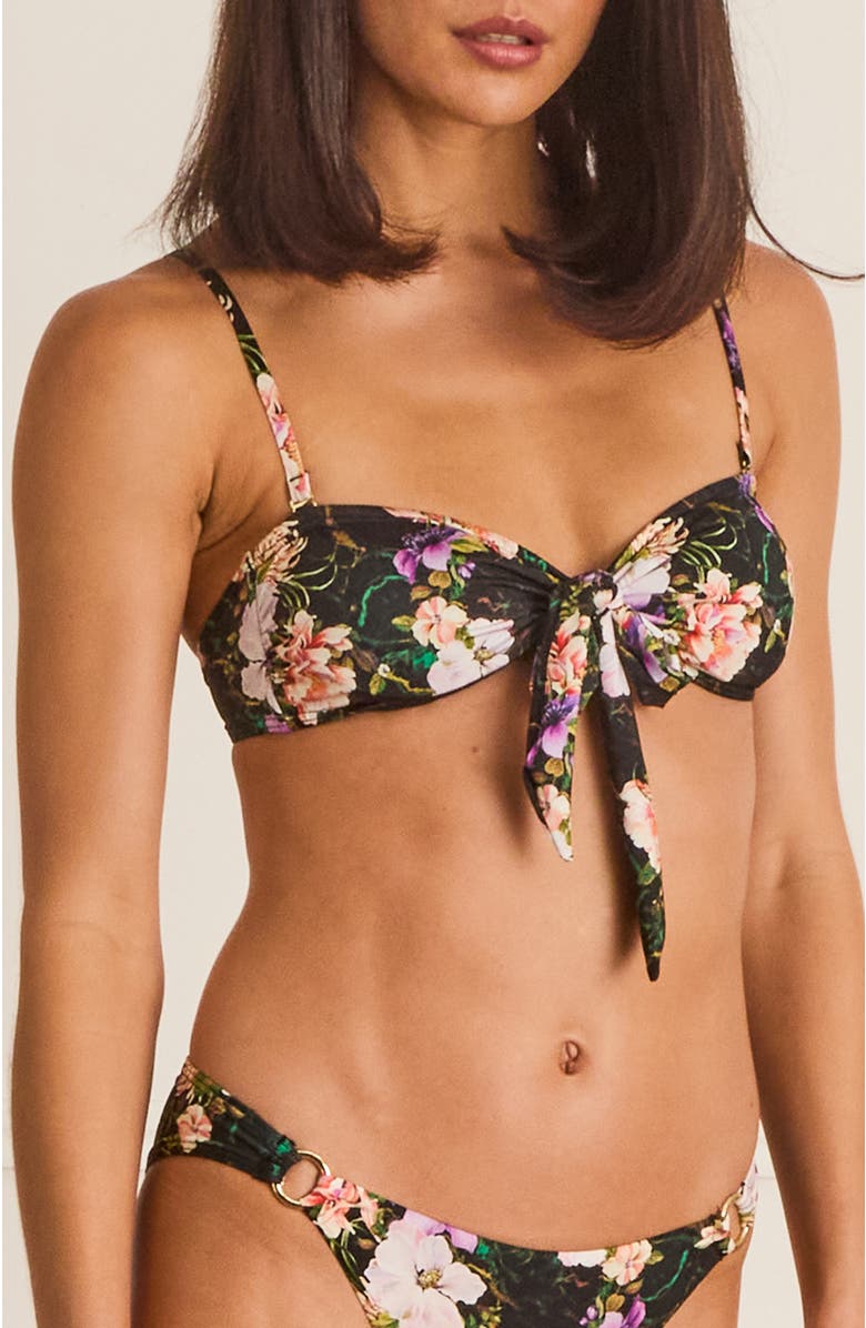 Aqua Blu Dipped Front Briella Bandeau, Alternate, color, Black