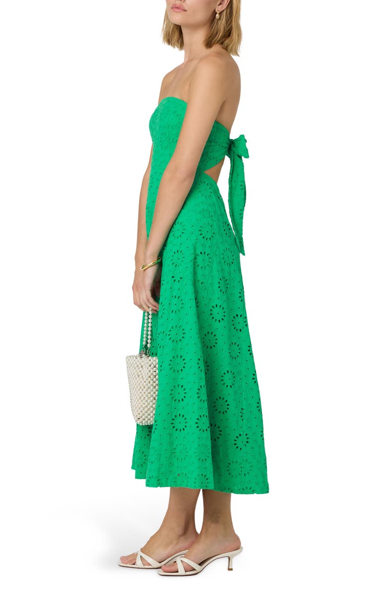 ASTR the Label Strapless Cotton Eyelet Dress, Alternate, color, Green