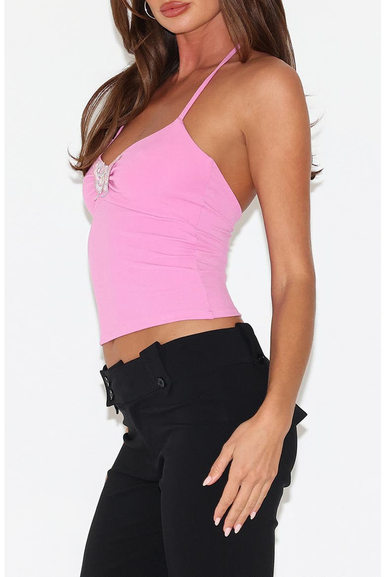 Celestine Embroidered Butterfly Halter Top, Alternate, color, PINK