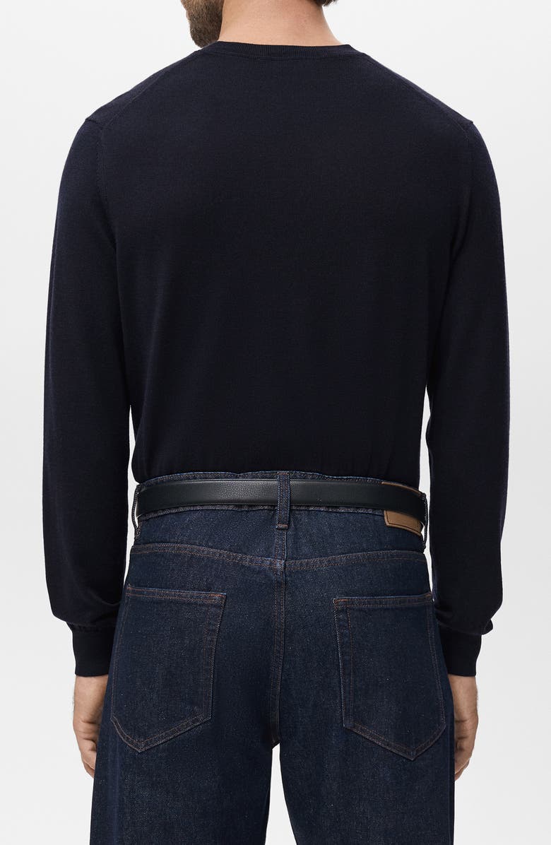 MANGO Crewneck Wool Sweater, Alternate, color, Navy