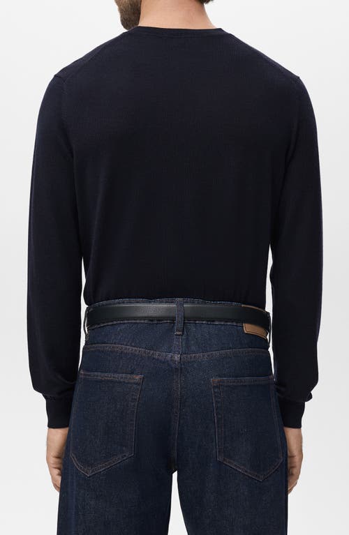 Mango Crewneck Wool Sweater In Blue