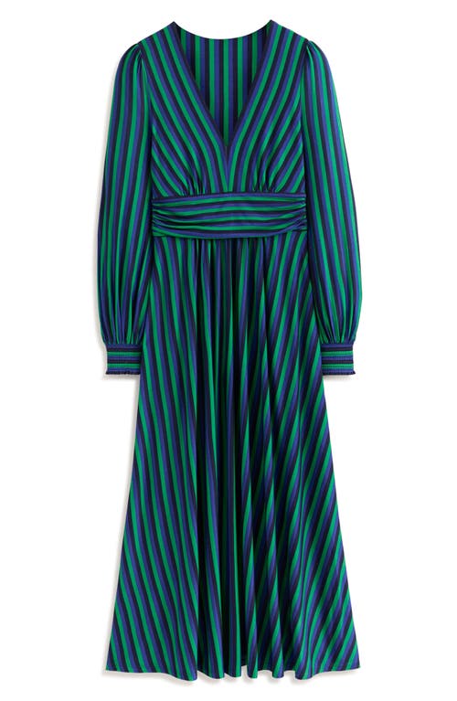 Boden Daphne Stripe Jersey Midi Dress in Rich Emerald Mazarine Stripe 