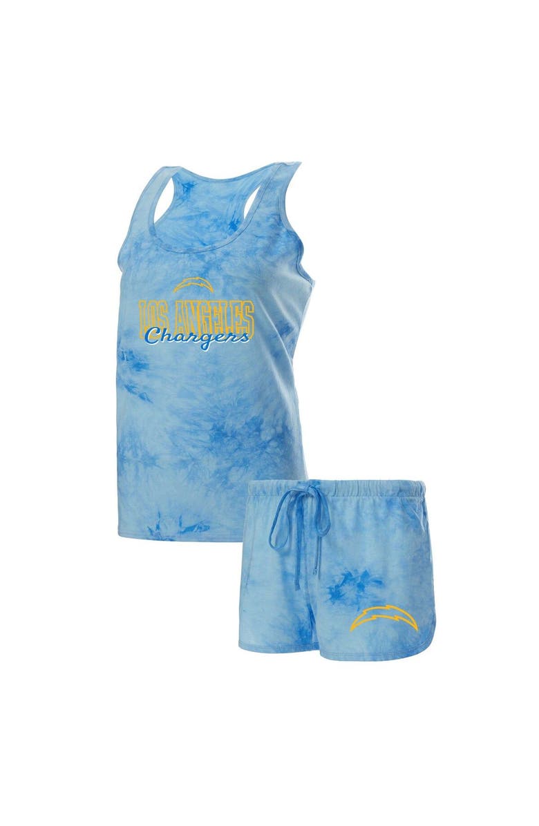 CONCEPTS SPORT Women's Concepts Sport Powder Blue Los Angeles Chargers Billboard Scoop Neck Racerback Tank and Shorts Sleep Set, Main, color, Powder Blue
