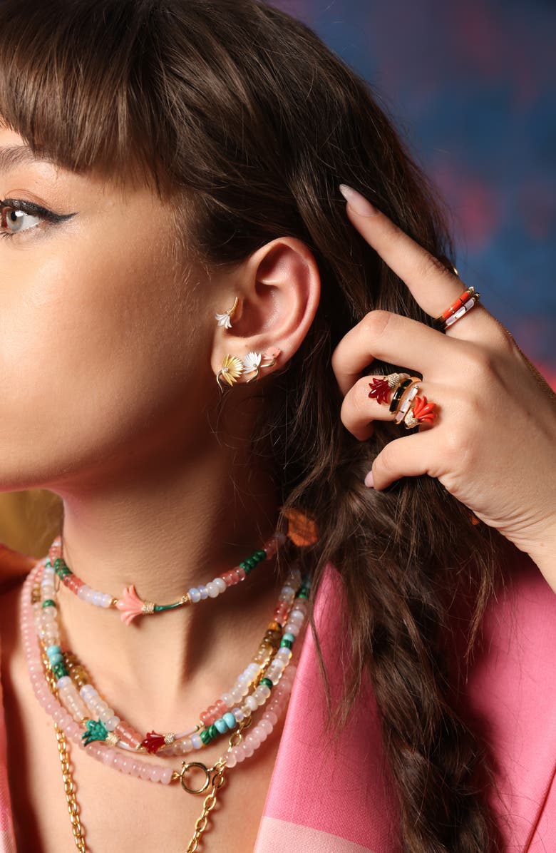 L'Atelier Nawbar Psychadeliah Beaded Necklace, Alternate, color, Red Coral