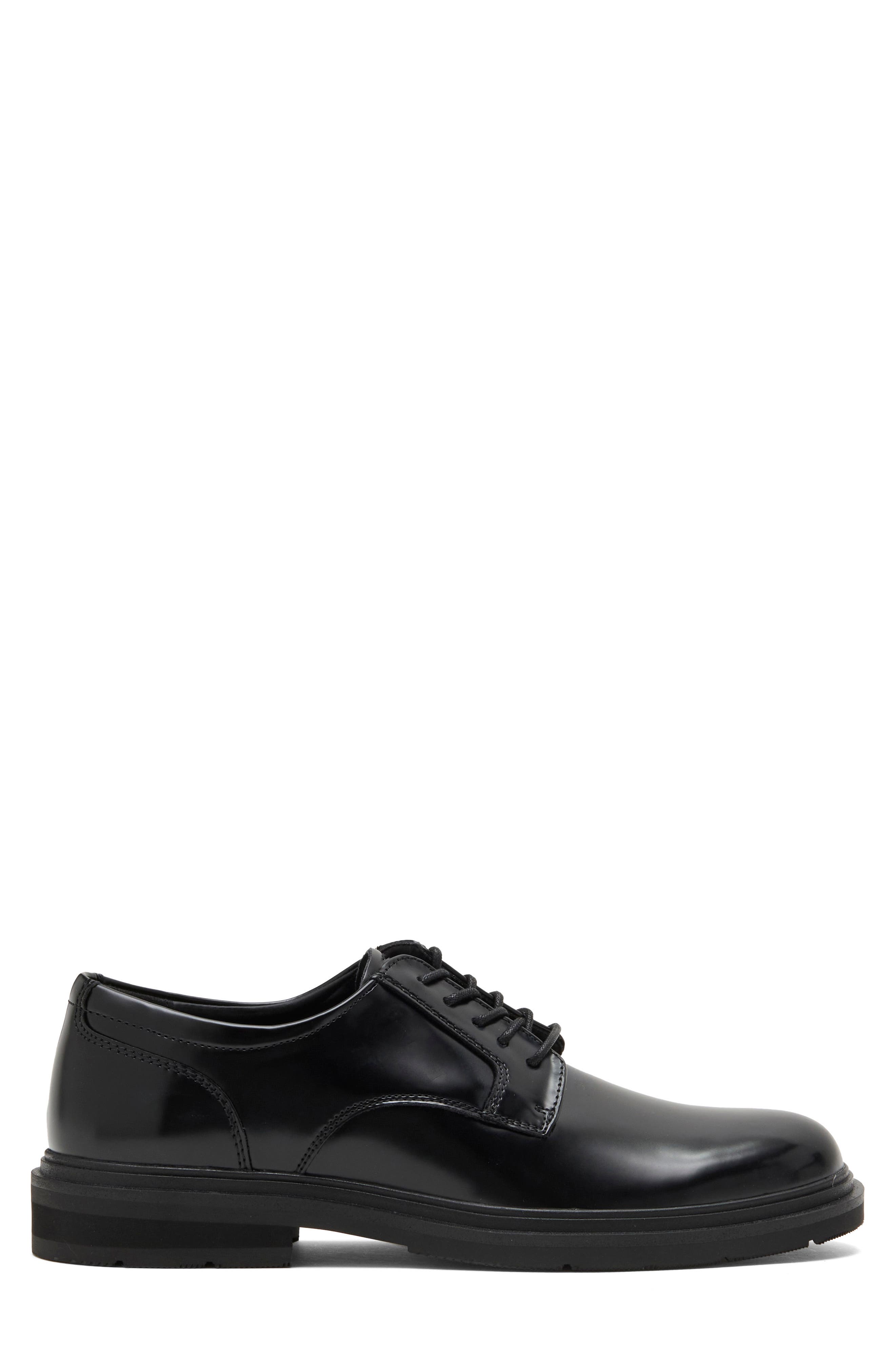 Fenix Faux Leather Plain Toe Derby, Alternate, color, BLACK