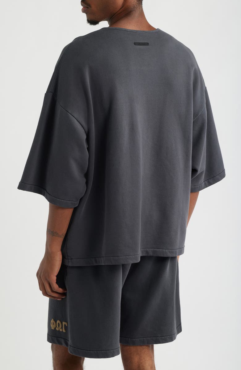 Fear of God Essentials Henley Graphic Cotton Sweatshirt, Alternate, color, Washed Iron Grey