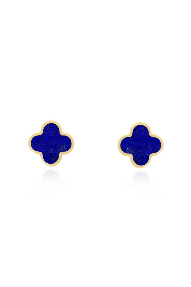 Small Lapis Clover Stud Earrings, Alternate, color, Lapis
