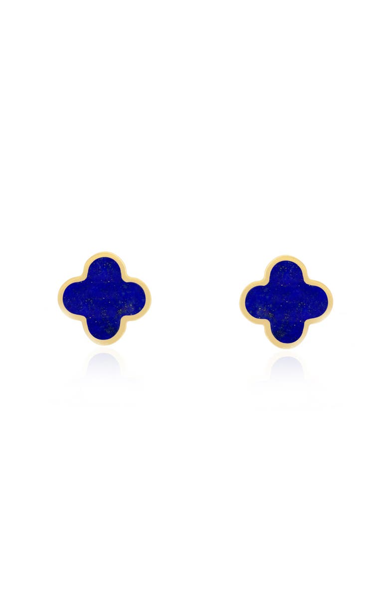 The Lovery Fine Jewelry Small Lapis Clover Stud Earrings, Alternate, color, Lapis