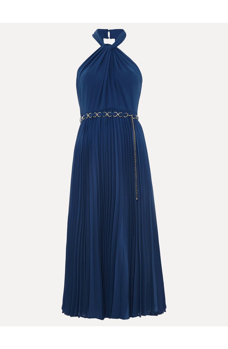 Phase Eight Sathia Pleated Halter Neck Midi Dress, Alternate, color, Indigo