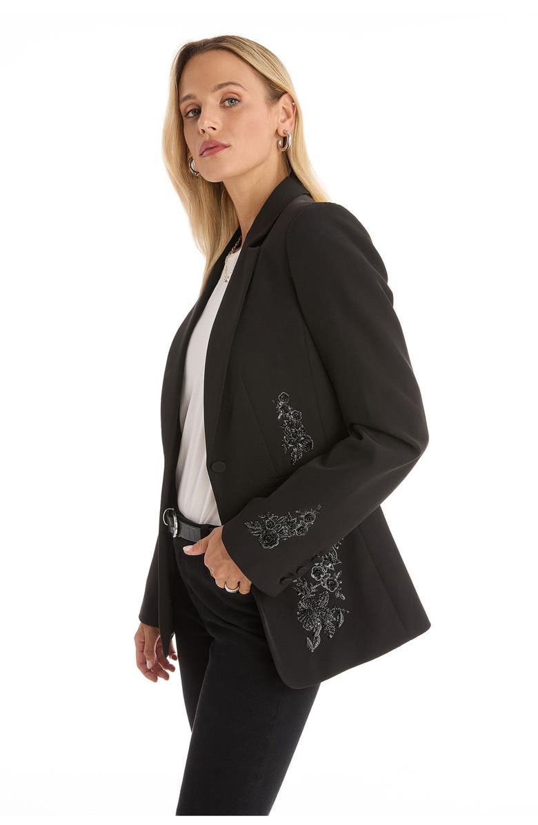 The Noli Shop London Floral Sequin Blazer, Alternate, color, Black