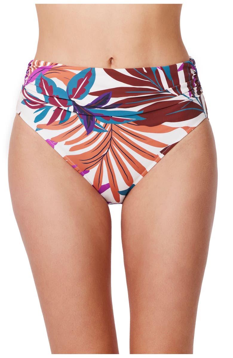 Profile by Gottex Plantopia Shirred High Waist Swim Bottom, Main, color, Multi