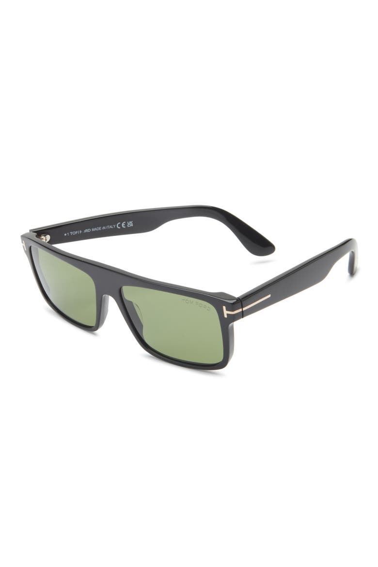 58mm Square Sunglasses, Alternate, color, SHINY BLACK / GREEN