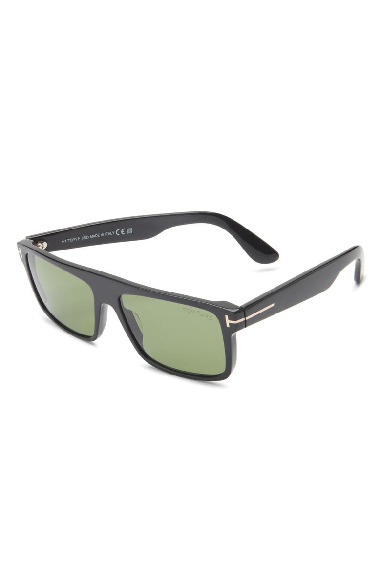 TOM FORD 58mm Square Sunglasses, Alternate, color, Shiny Black / Green