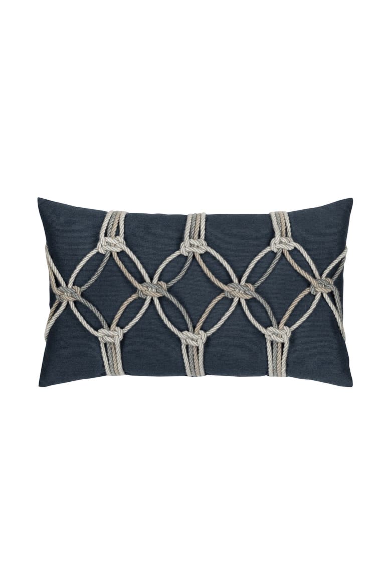 Rope Hand Knotted Macrame Indoor & Outdoor Woven Accent Pillow, Main, color, Indigo