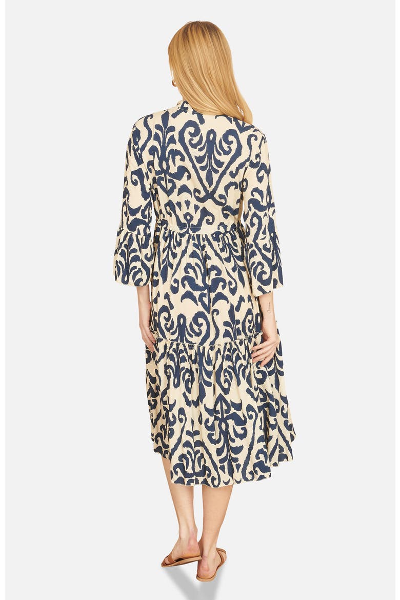 3/4 Sleeve Block Print Kaftan Dress, Alternate, color, Ivory