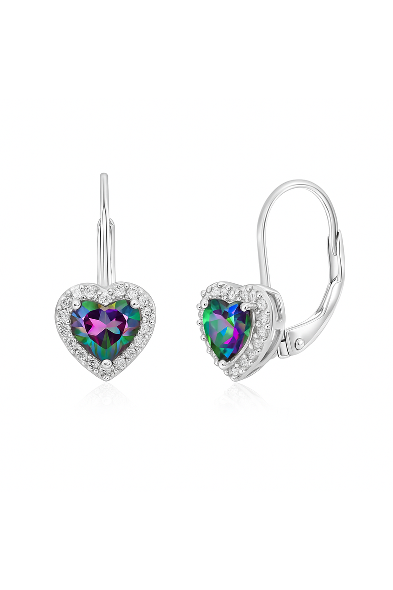 Sterling Silver Leverback Mystic Heart Earrings, Main, color, Silver