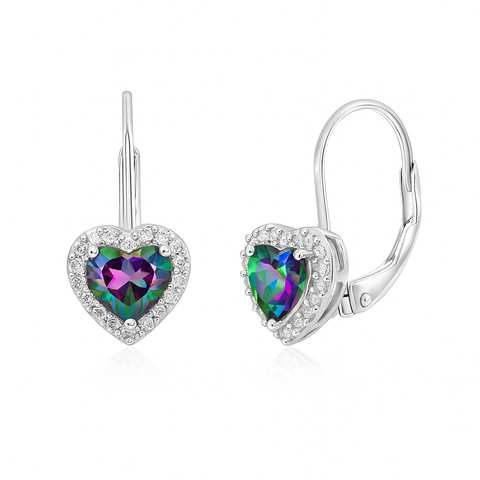 Sterling Silver Leverback Mystic Heart Earrings