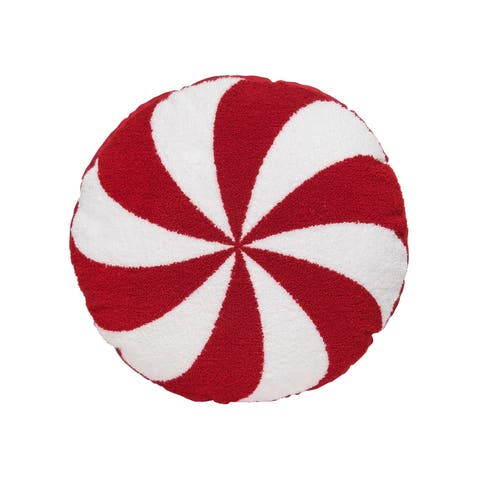 Peppermint Shaped Cotton Blend Christmas Accent Pillow 18"
