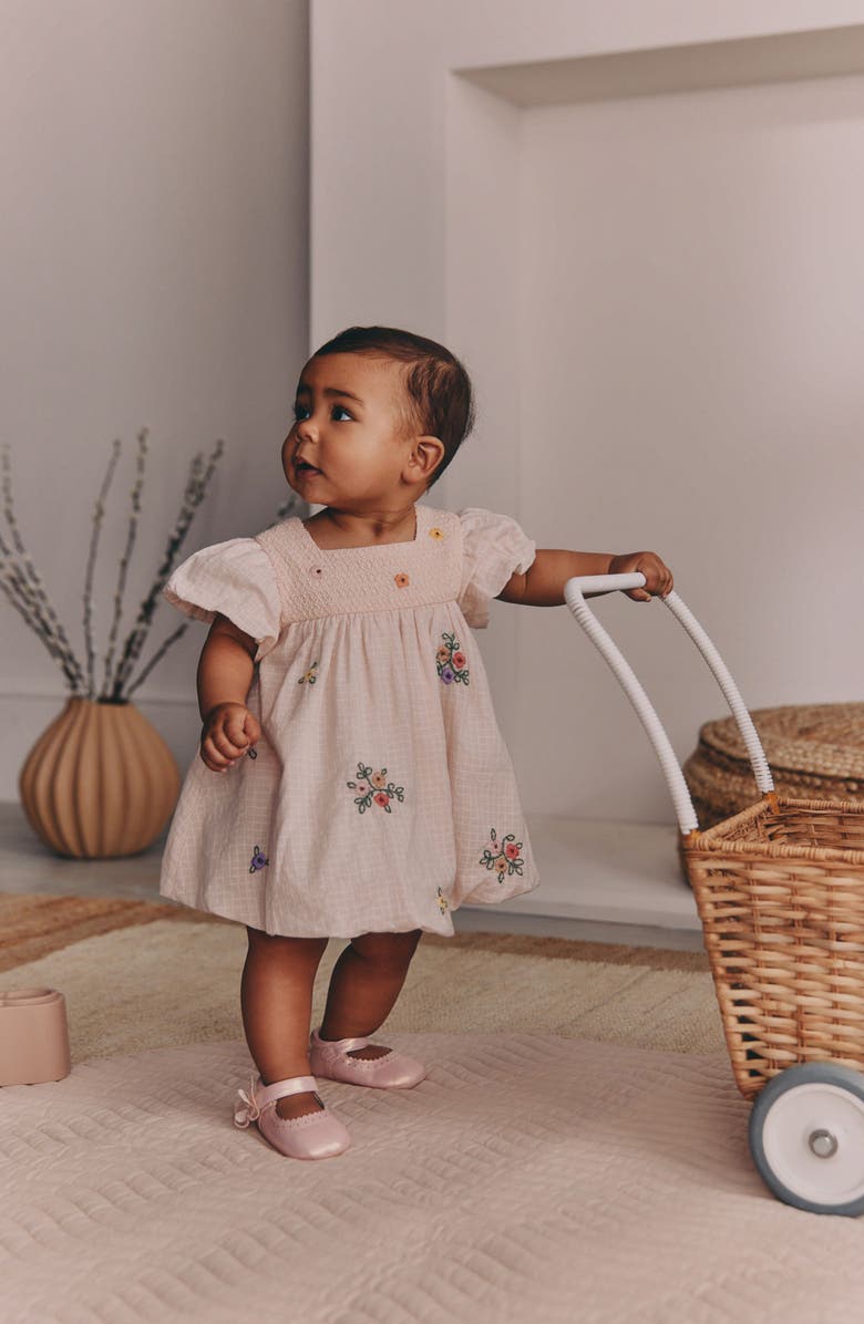 NEXT Floral Embroidered Bubble Dress & Bloomers Set, Alternate, color, Pink