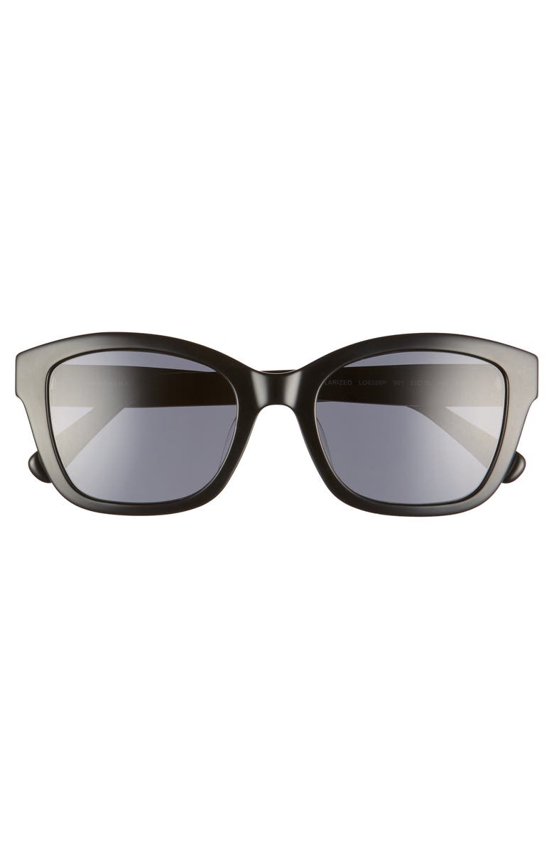 Longchamp Heritage 53mm Polarized Square Sunglasses, Alternate, color, Black