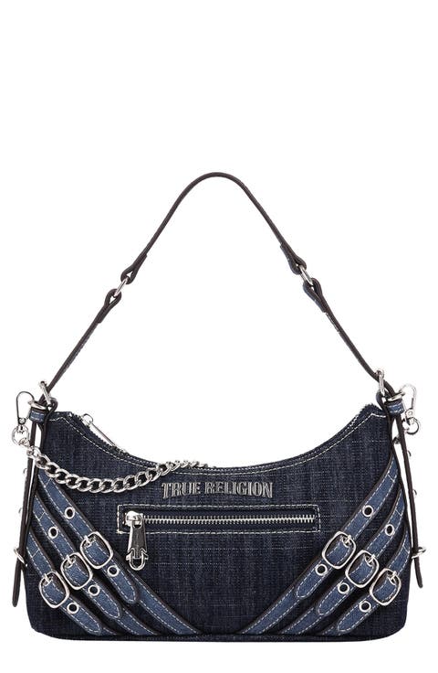 Triple Straps Denim Shoulder Bag