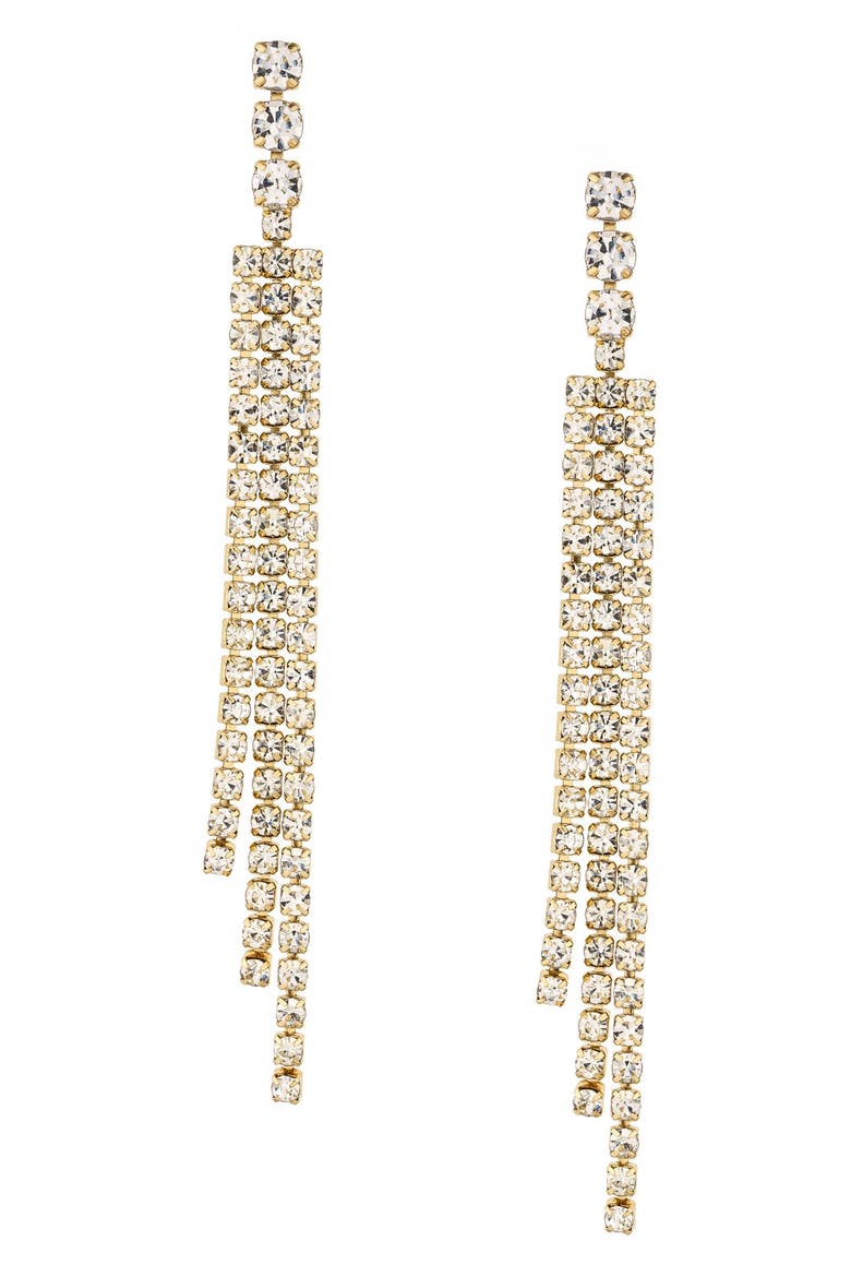Crystal Fringe Drop Earrings, Main, color, GOLD