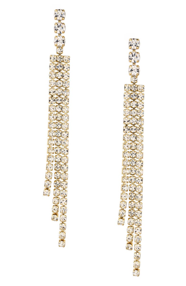 Ettika Crystal Fringe Drop Earrings, Main, color, Gold