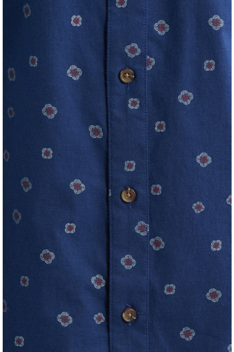 Charter Print Short Sleeve Button-Up Shirt, Alternate, color, MIDNIGHT BLUE GEO