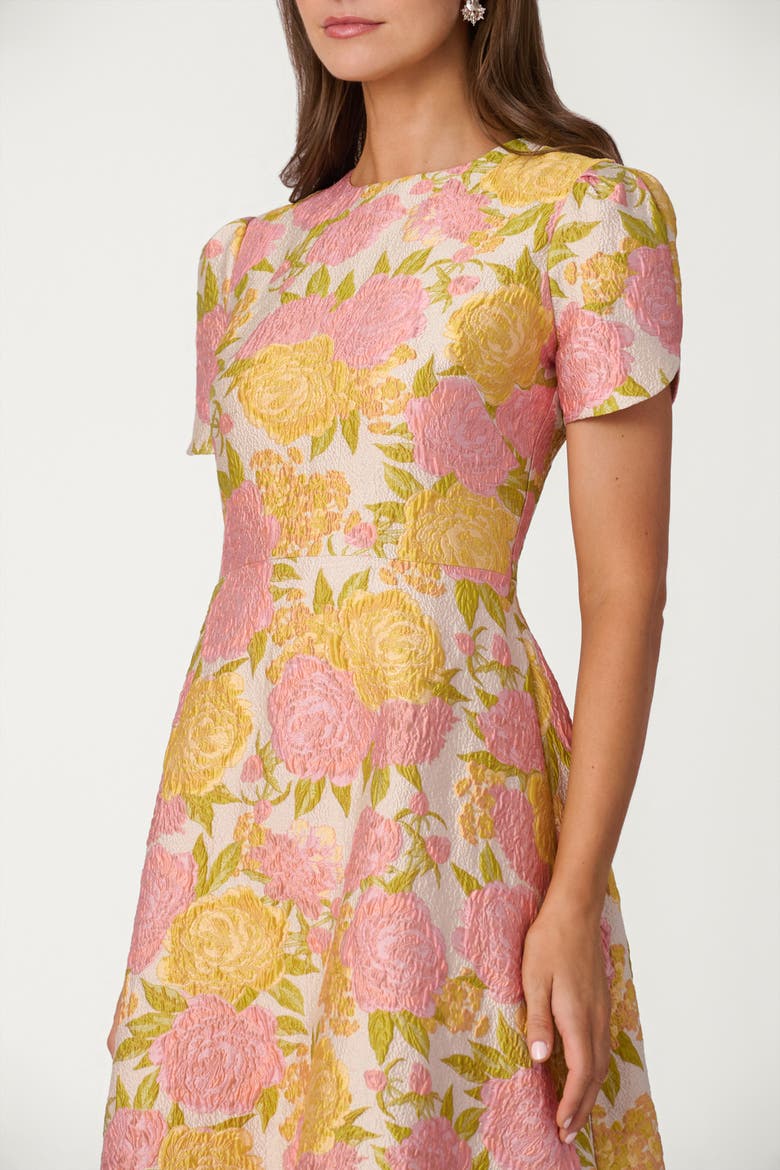 Midnight Sunset Floral Jacquard Vivianne Dress, Alternate, color, Amber/Blush