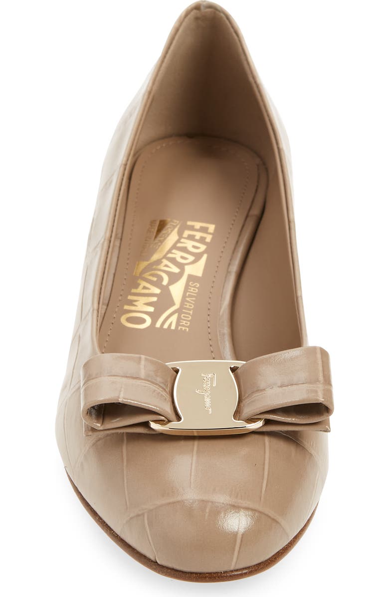 FERRAGAMO Vara Bow Croc Embossed Pump, Alternate, color,