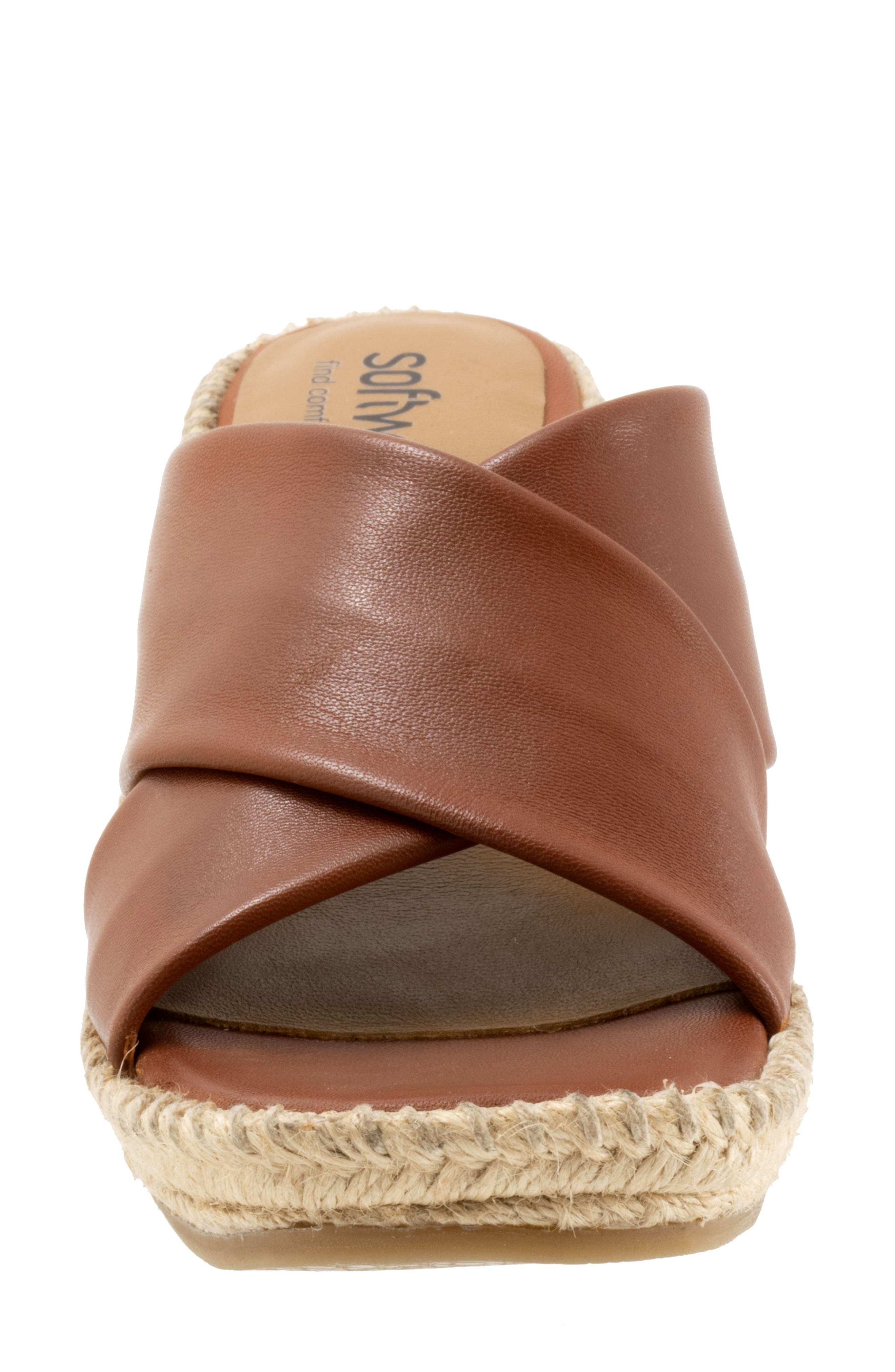 SoftWalk<sup>®</sup> Hastings Espadrille Platform Wedge Slide Sandal, Alternate, color, Cognac