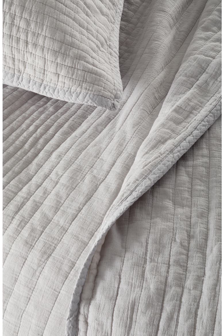 Soft Stripe Cotton Quilt & Shams Set, Alternate, color, GREY VAPOR