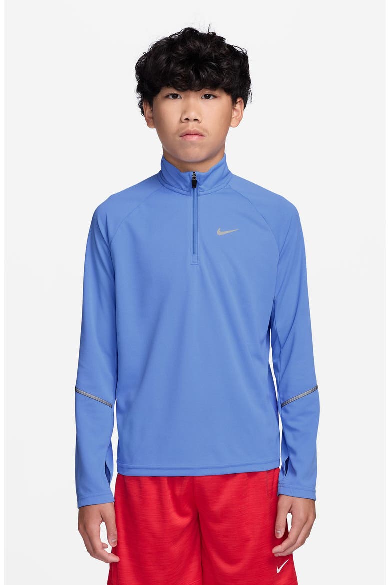 Kids' Dri-FIT Half Zip Top, Main, color, ROYAL PULSE/ REFLECTIVE SILVER