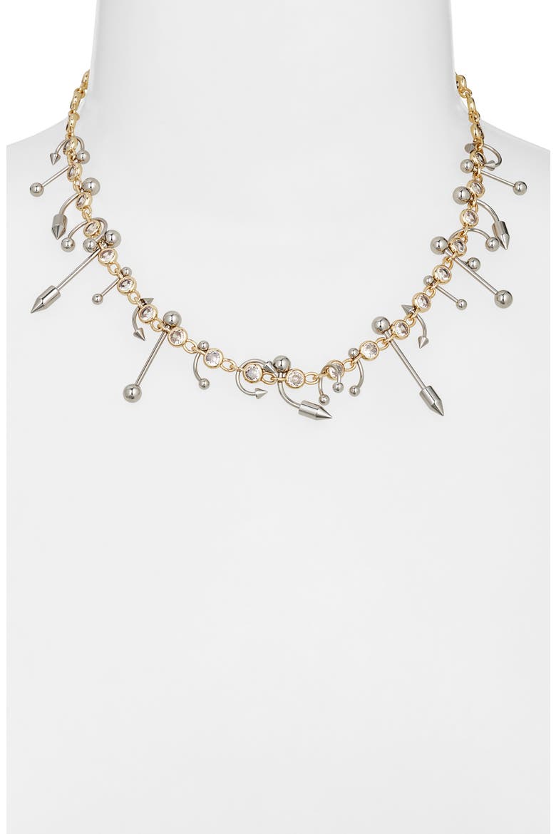 Duotone Piercing Station Necklace, Alternate, color, GOLD