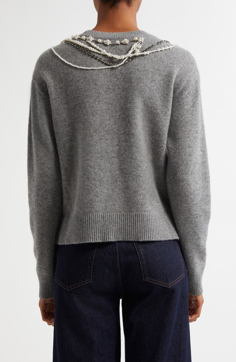 Cinq à Sept Lilliana Necklace Detail Wool Blend Pullover Sweater, Alternate, color, Light Heather Grey