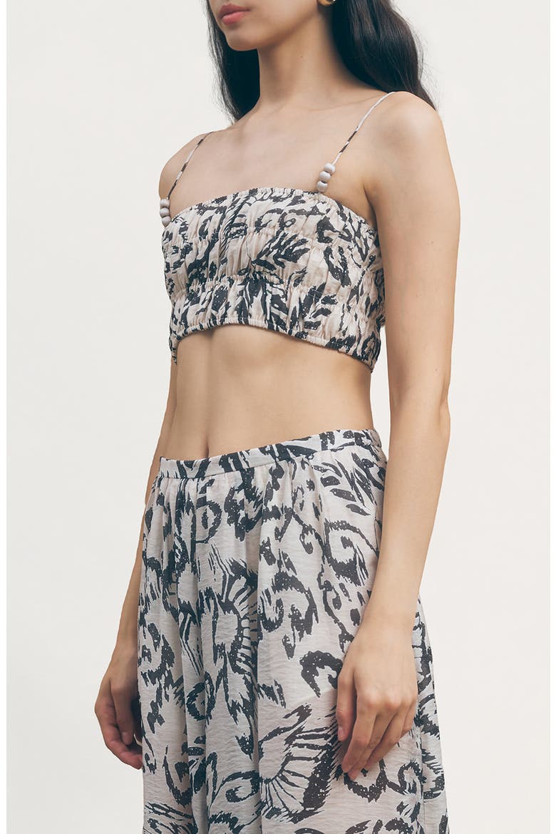 Quinn Shirred Crop Top, Alternate, color, MONARCH PRINT