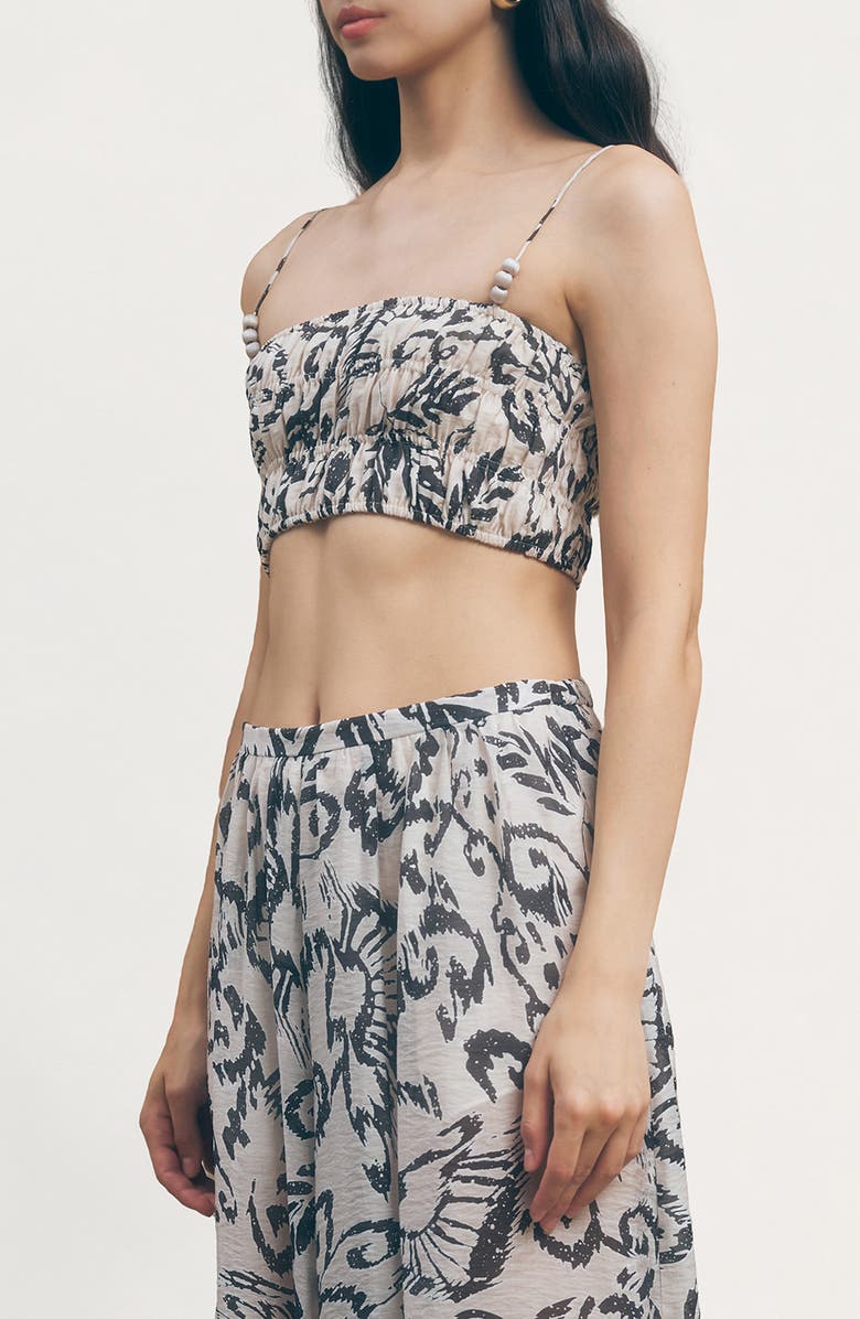MAUDE CLUB Quinn Shirred Crop Top, Alternate, color, Monarch Print