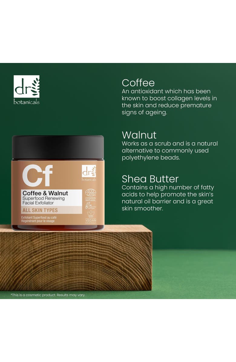DR BOTANICALS Coffee Superfood Renewing Facial Exfoliator 60ml x 3 Trio Set, Alternate, color, White